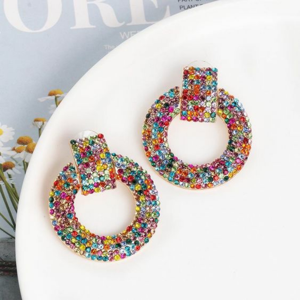 Multi color studded earrings